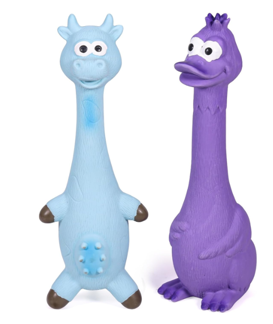 Squeaky Dog Toys, [2 Pack] Squawking Latex Toy with Interactive Squeaker