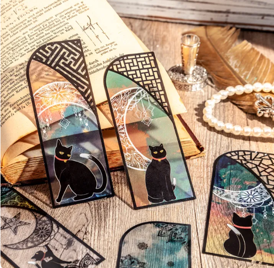 6PcsSet Cute Cat Ears Series Daily Bookmarks Matte PVC Reading Book Marker Retro Book Page Pen Stationery Supplies