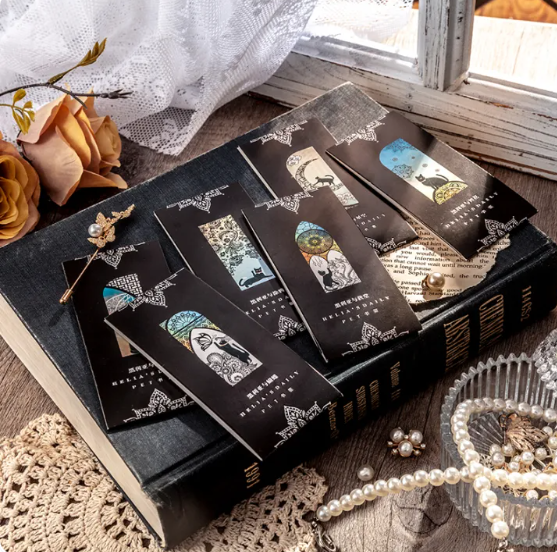 6PcsSet Cute Cat Ears Series Daily Bookmarks Matte PVC Reading Book Marker Retro Book Page Pen Stationery Supplies